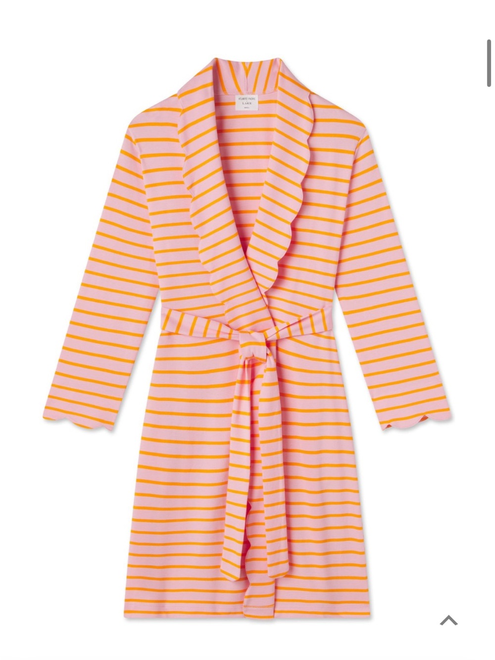 LAKE x Atlantic Pacific Pima Elise Robe in Pomelo Stripe (Pink Orange), Size XS